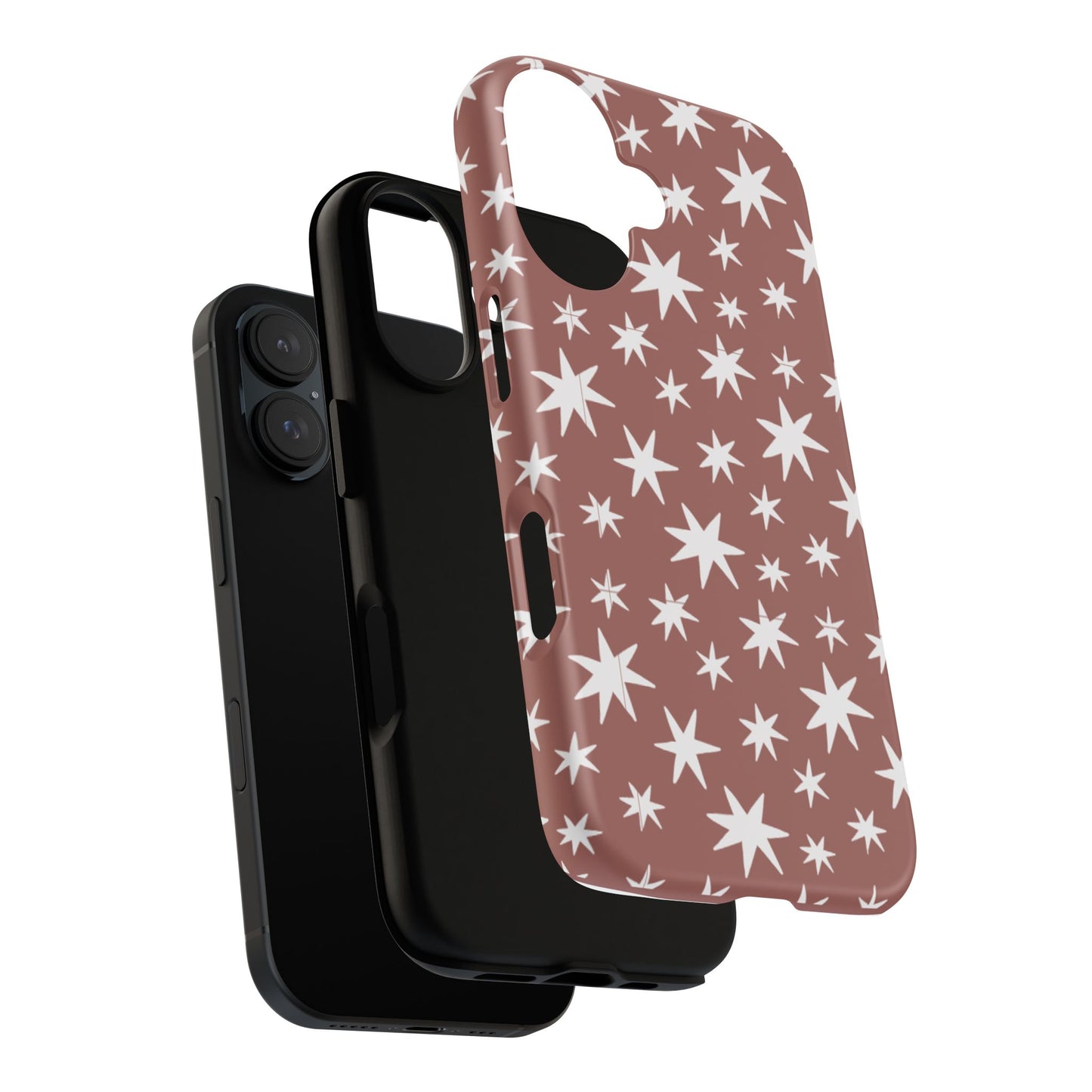 Star Pattern Tough Phone Case — Rustic Red Protective iPhone Cover