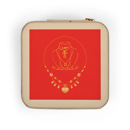 Travel Jewelry Case — Red Gold Necklace Design Compact Organizer