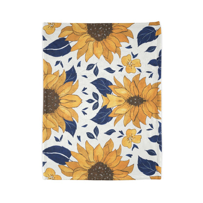 Sunflower Pattern Soft Polyester Blanket — Yellow Floral Throw for Living Room, Bedroom & Gift