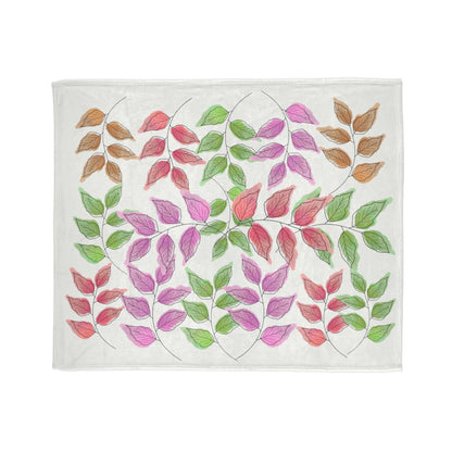 Floral Vine Leaf Plush Blanket — Soft Colorful Garden Throw