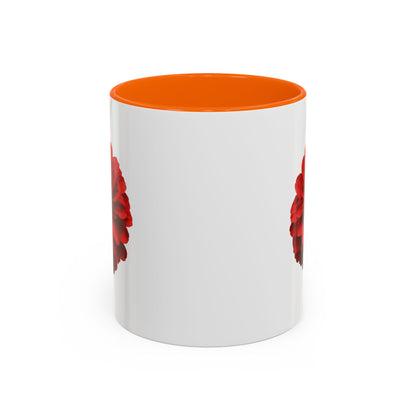 Red Zinnia Accent Coffee Mug — Floral Ceramic Tea Cup (11/15 oz)