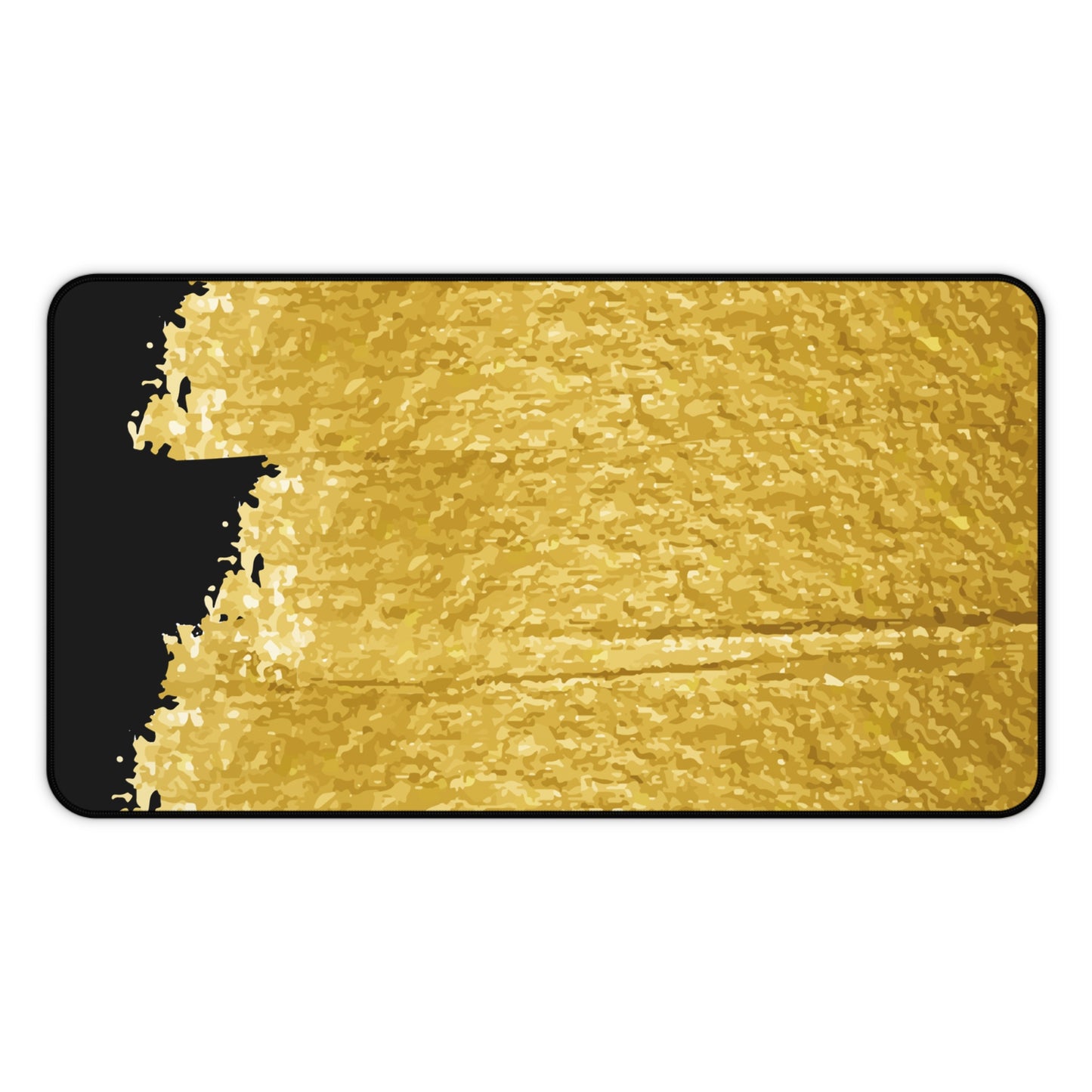 Gold Brush Stroke Desk Mat — Elegant Black & Metallic Mouse Pad for Office or Home