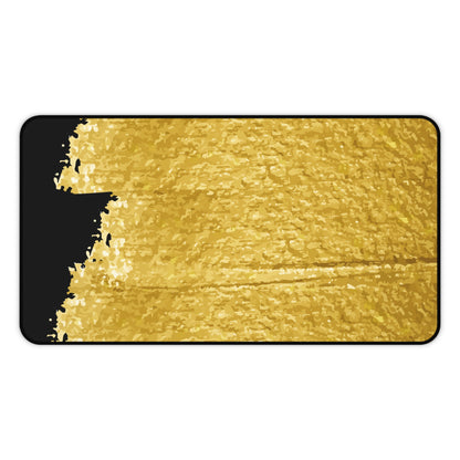 Gold Brush Stroke Desk Mat — Elegant Black & Metallic Mouse Pad for Office or Home