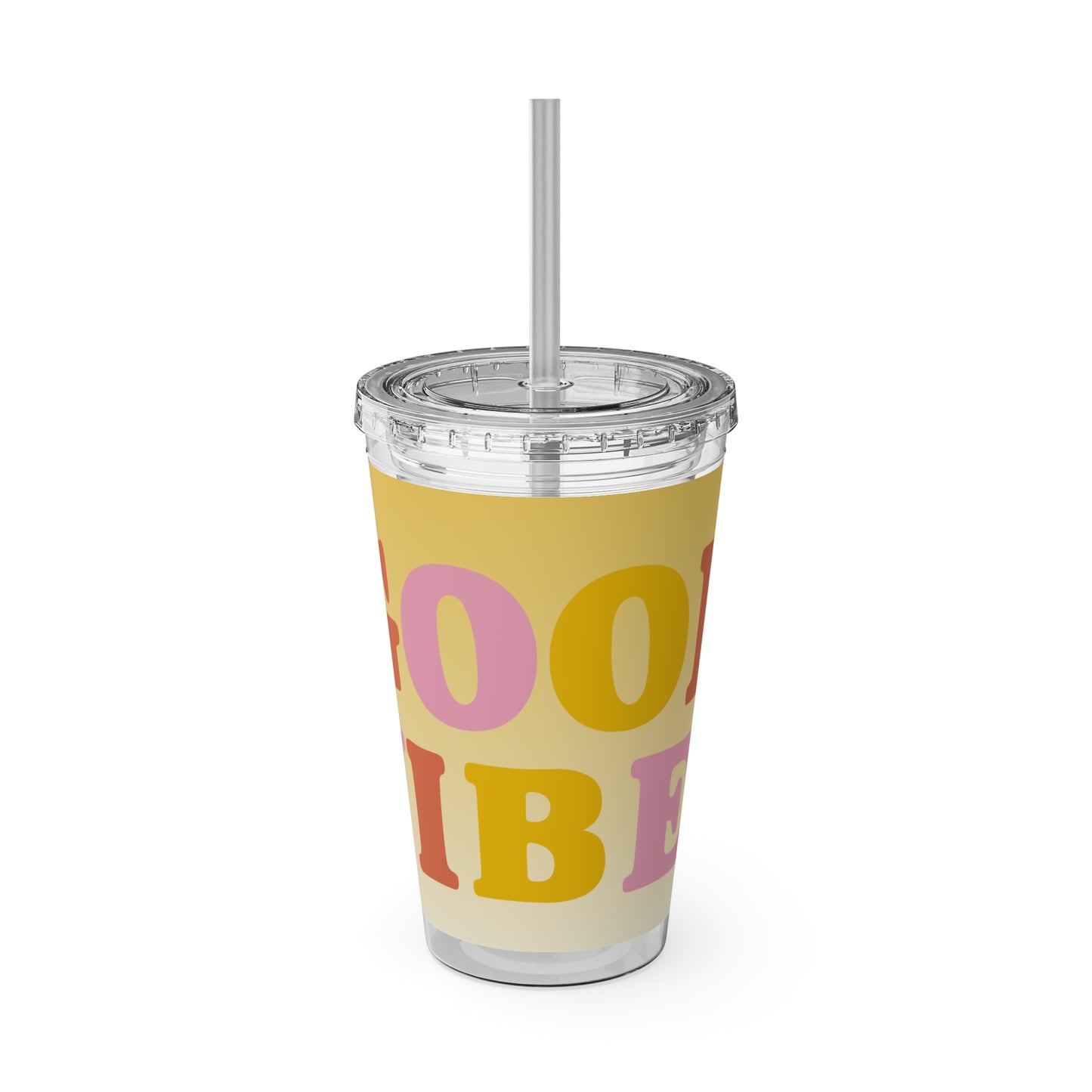 Sunny Vibes Tumbler with Straw - 16oz Drinkware for Good Vibes