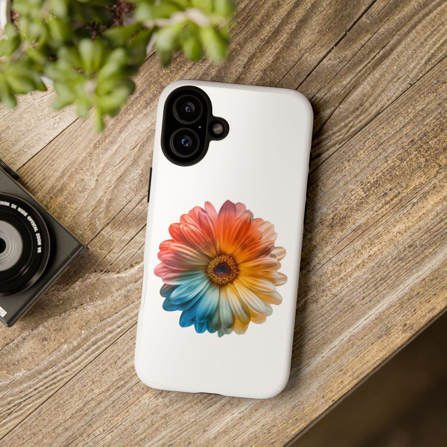 Tough Phone Case — Rainbow Daisy Floral Protective Cover