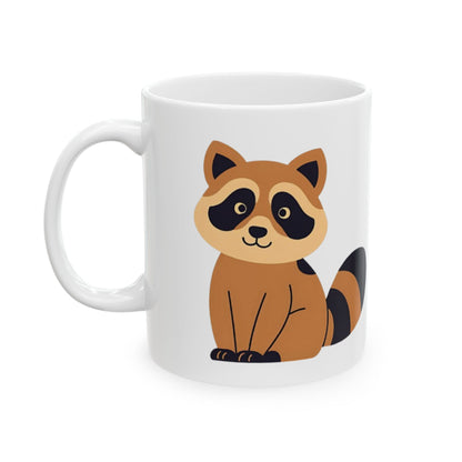 Brown Raccoon Ceramic Mug – Cute Cartoon Raccoon Coffee Cup (11oz, 15oz)