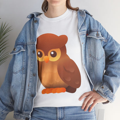 Cute Owl Graphic Tee — Whimsical Brown Owl Design