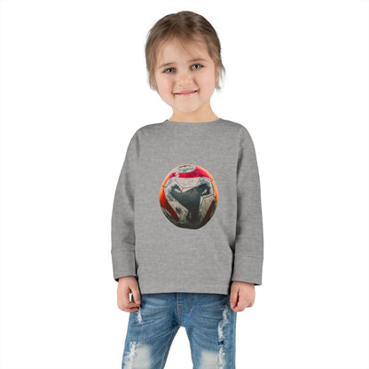 Toddler Long Sleeve Tee — Colorful Soccer Ball Graphic Kids Shirt