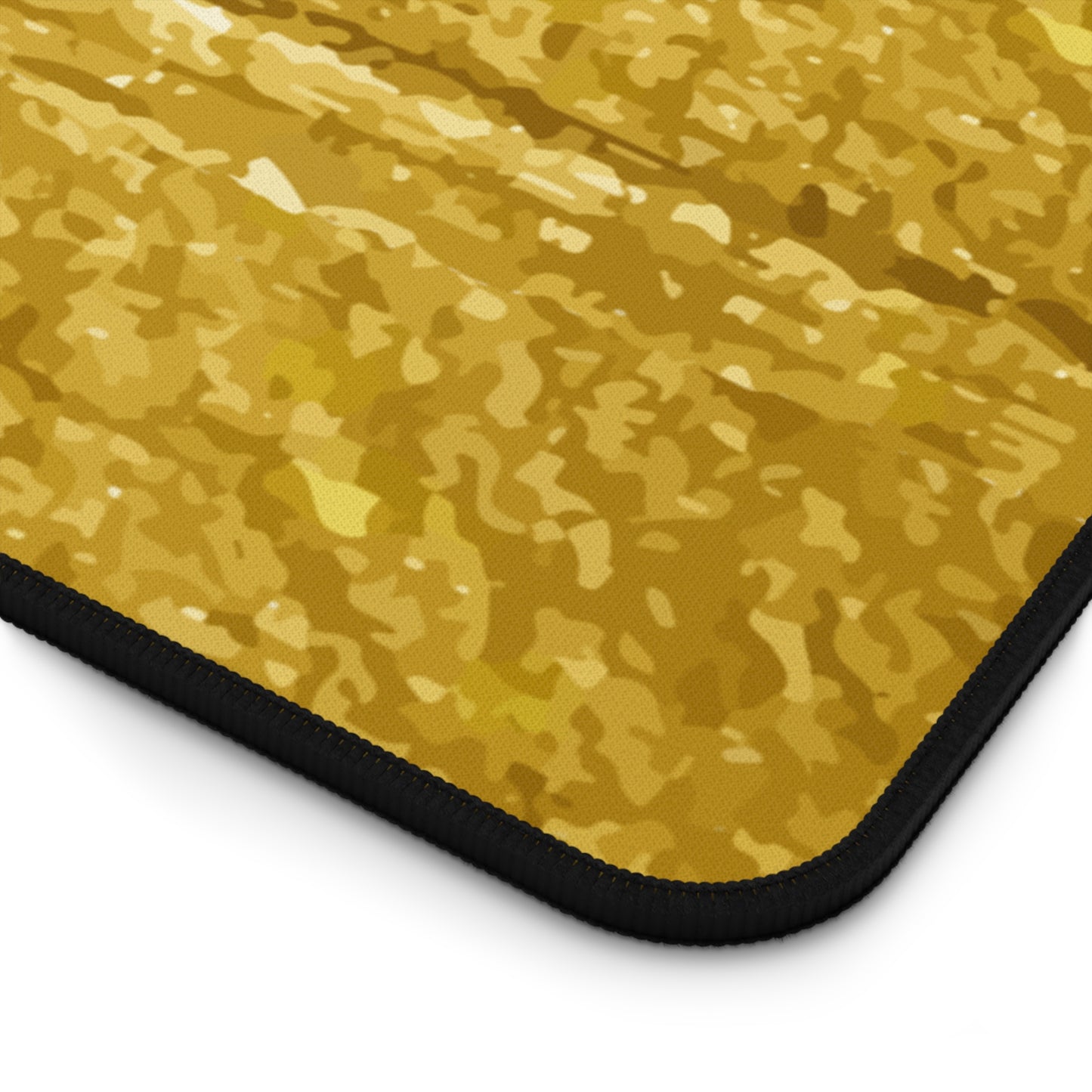 Gold Brush Stroke Desk Mat — Elegant Black & Metallic Mouse Pad for Office or Home