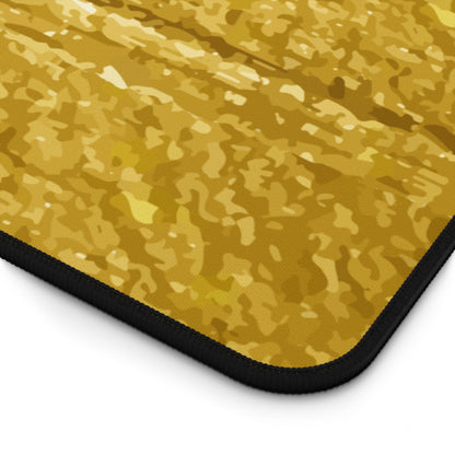 Gold Brush Stroke Desk Mat — Elegant Black & Metallic Mouse Pad for Office or Home