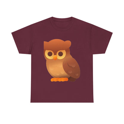 Cute Owl Graphic Tee — Whimsical Brown Owl Design