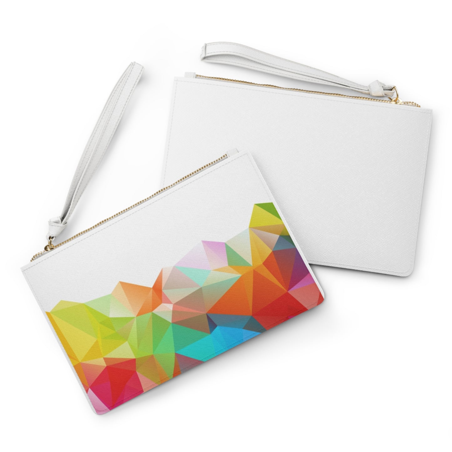 Colorful Geometric Clutch Bag — Abstract Polygon Wristlet Purse