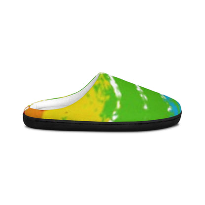 Colorful Abstract Indoor Slippers — Green Blue Tie-Dye Comfort