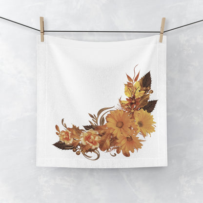 Autumn Bouquet Face Towel — Golden Floral Corner Design