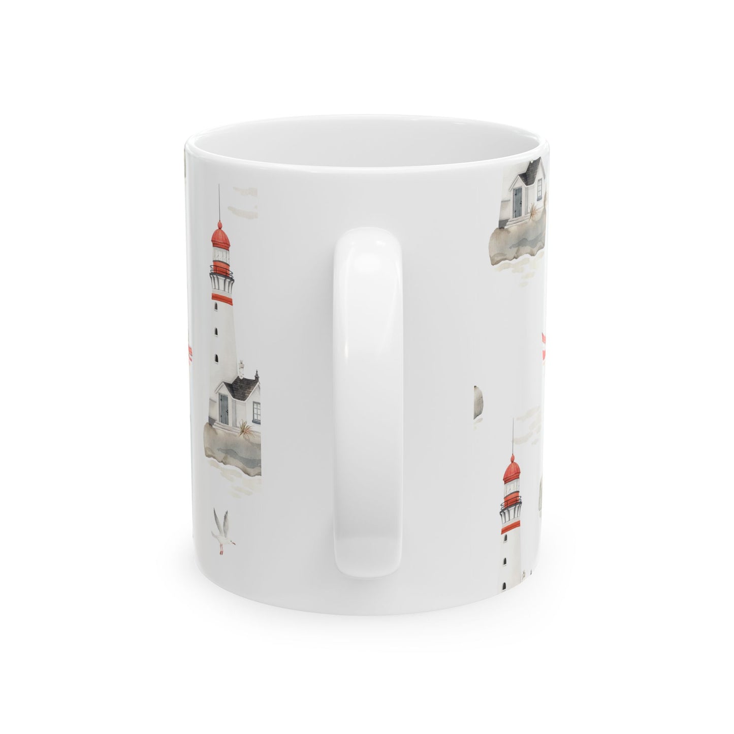 Nautical Lighthouse Ceramic Mug — Coastal Watercolor 11oz & 15oz