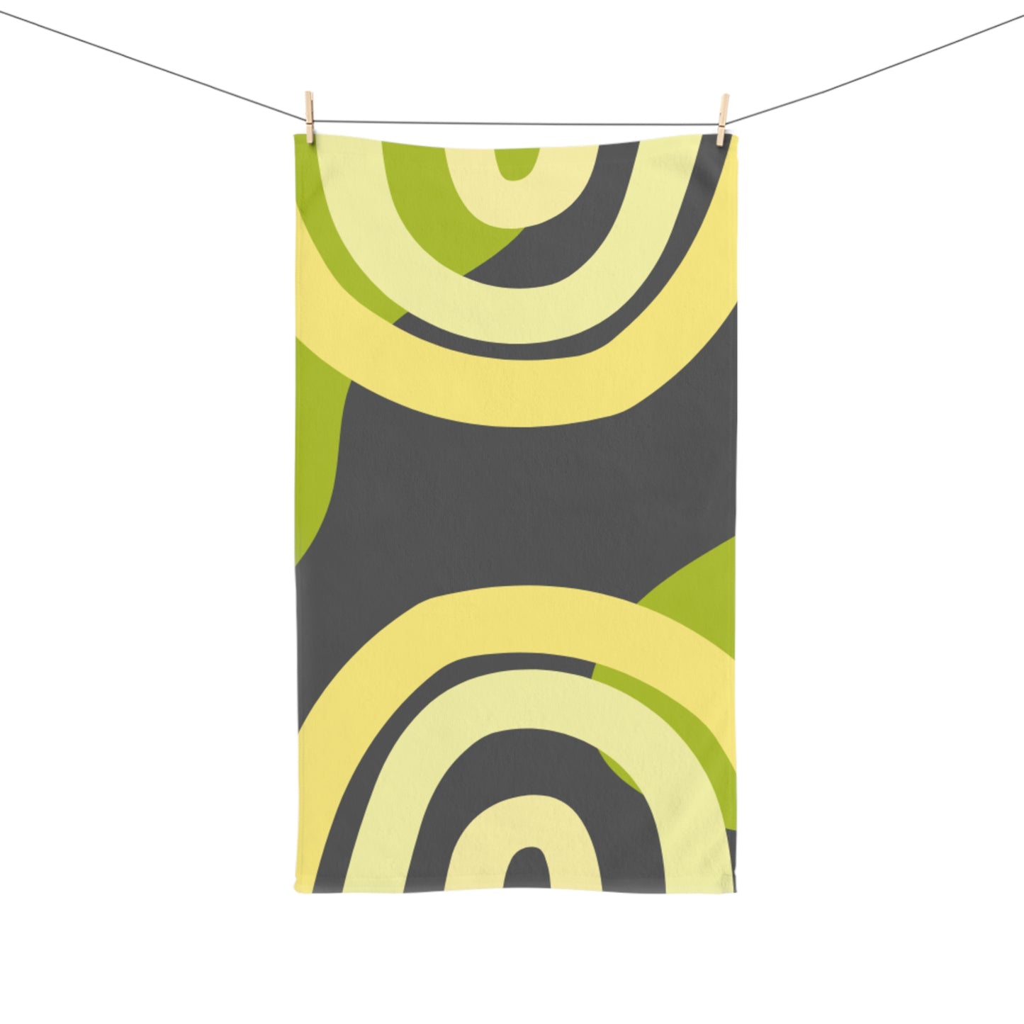 Abstract Green Circles Hand Towel — Modern Retro Kitchen & Bath Accent