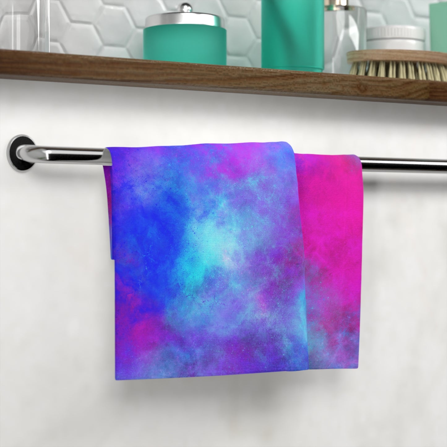 Nebula Cloud Face Towel — Pink & Blue Tie-Dye Washcloth