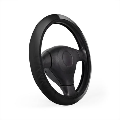 Black Leatherette Steering Wheel Cover — Durable Grip & Universal Fit