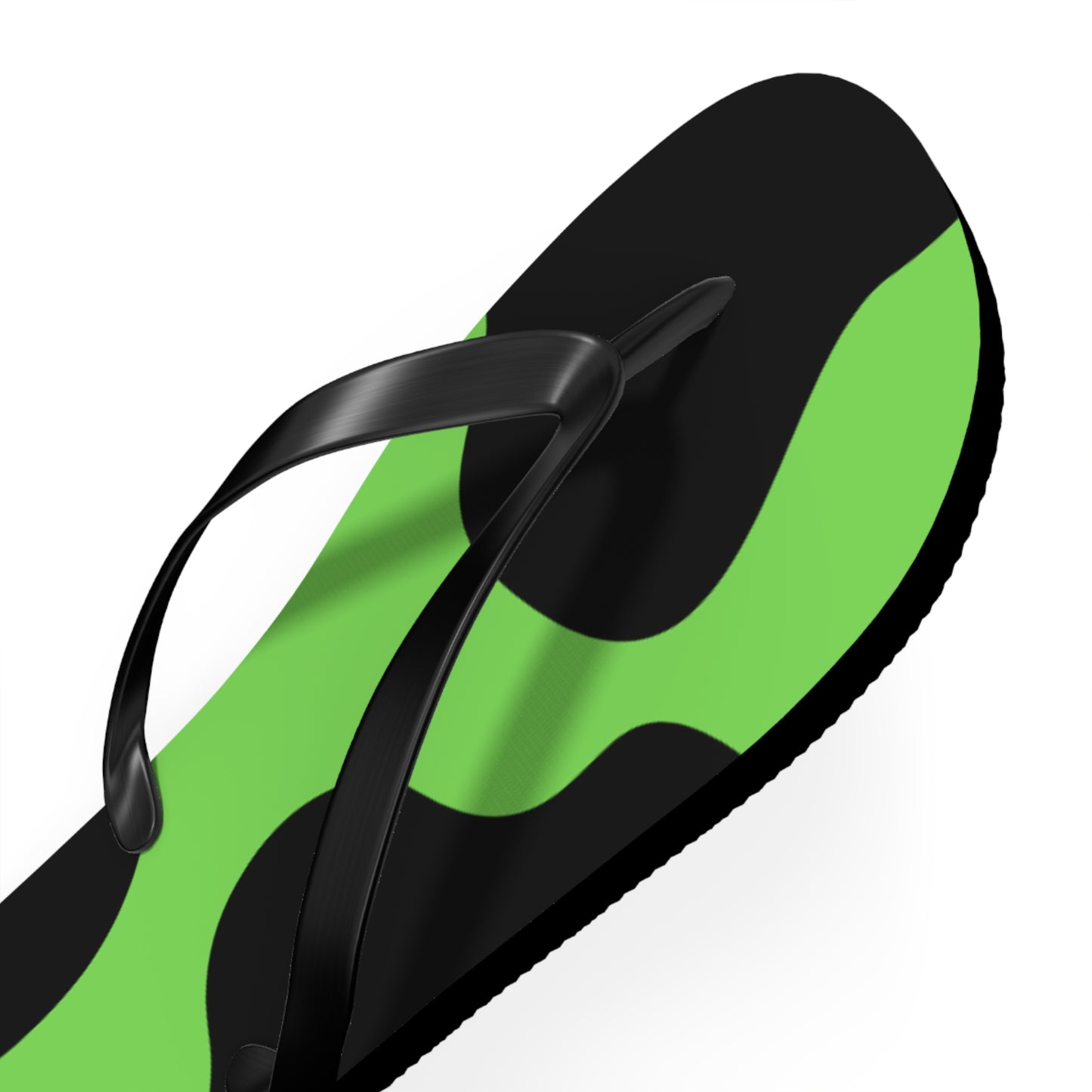 Green & Black Abstract Camo Flip Flops — Summer Beach Sandals