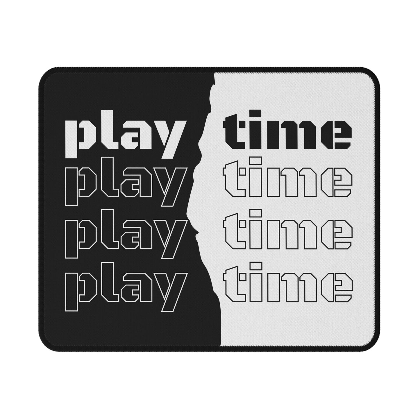 Play Time Black & White Gaming Mouse Pad — Non‑Slip Desk Mat
