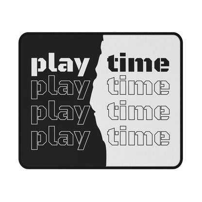 Play Time Black & White Gaming Mouse Pad — Non‑Slip Desk Mat