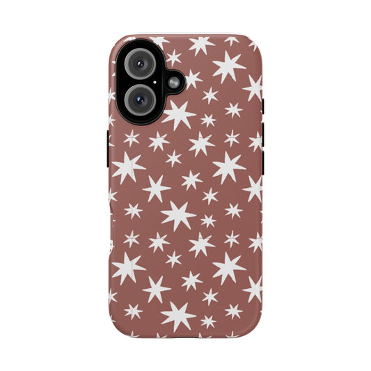 Star Pattern Tough Phone Case — Rustic Red Protective iPhone Cover