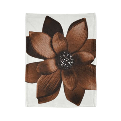 Brown Floral Plush Blanket — Cozy Decorative Throw for Living Room & Bedroom