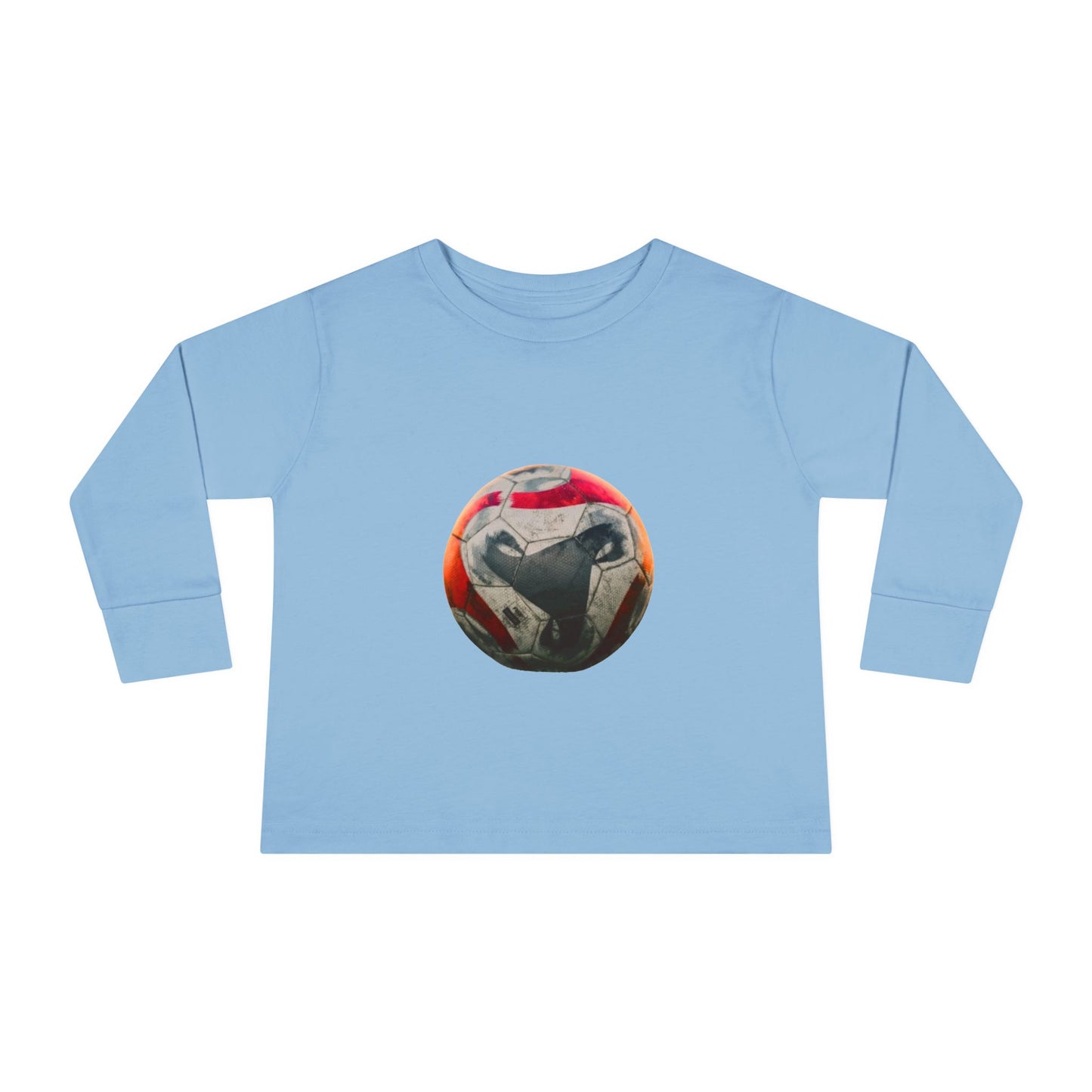 Toddler Long Sleeve Tee — Colorful Soccer Ball Graphic Kids Shirt