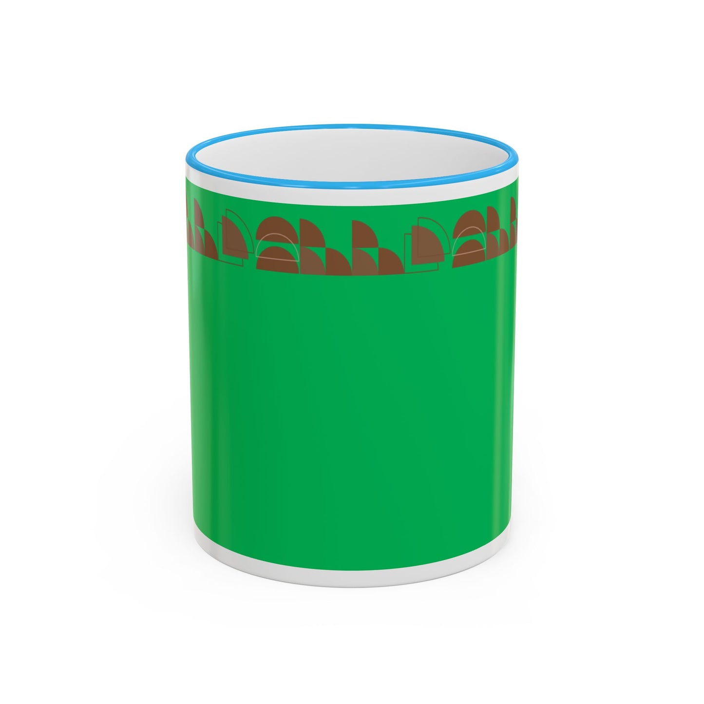 Green Floral Accent Rim Mug — Botanical Pattern 11oz/15oz