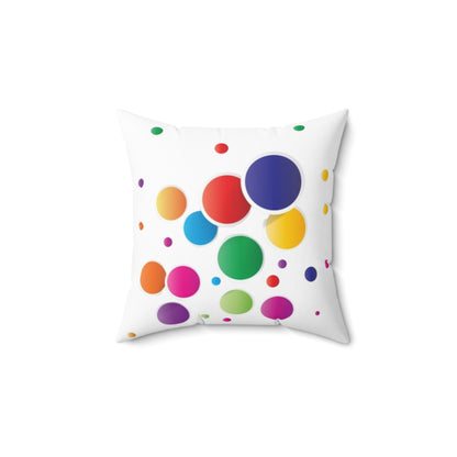 Colorful Polka Dot Throw Pillow — Bright Rainbow Decorative Cushion