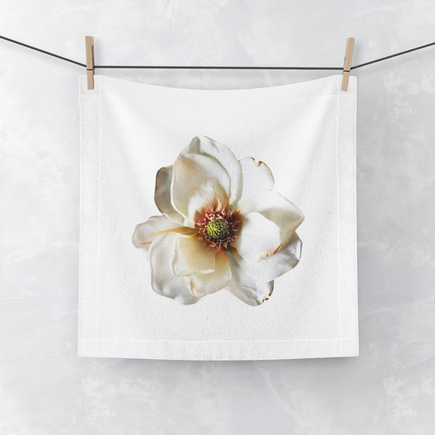 Floral Magnolia Face Towel – Soft White Blossom Skincare Towel
