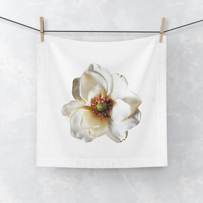 Floral Magnolia Face Towel – Soft White Blossom Skincare Towel