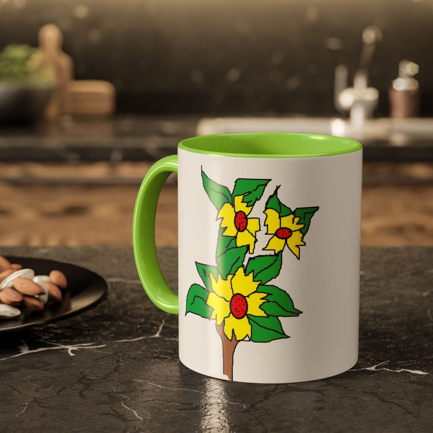 Yellow Flower Bouquet Mug — Colorful Floral Coffee Cup (11oz & 15oz)