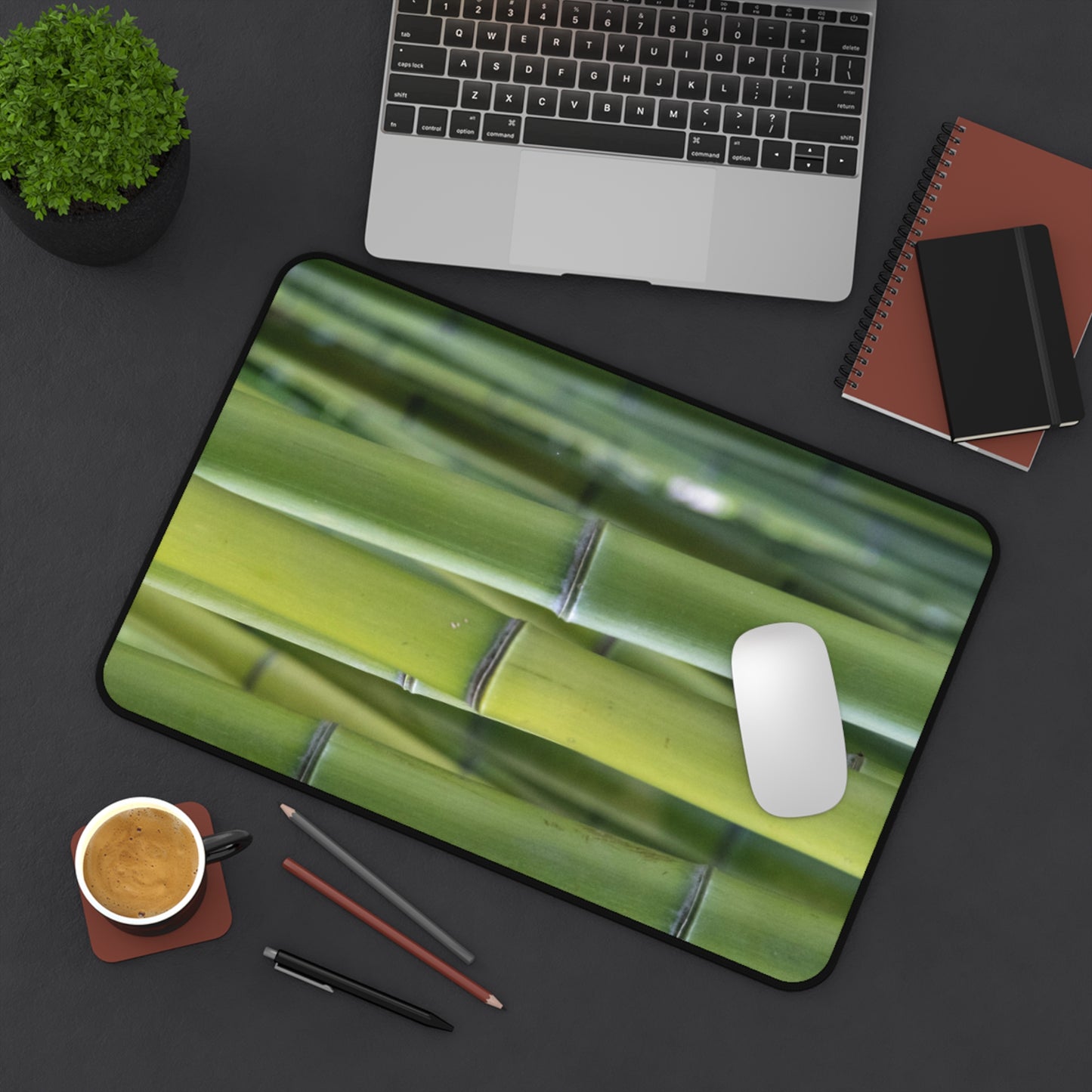 Bamboo Pattern Desk Mat — Green Zen Office Mouse Pad