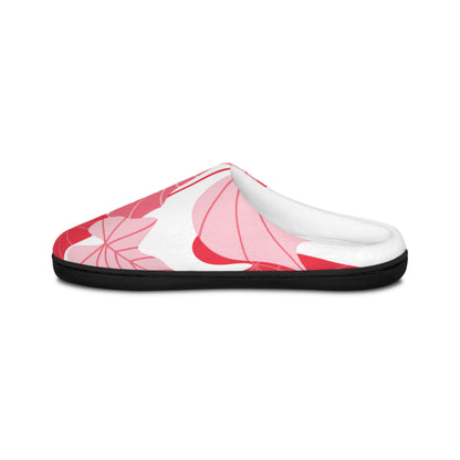 Pink Tropical Leaf Women's Indoor Slippers — Cozy Floral House Shoes