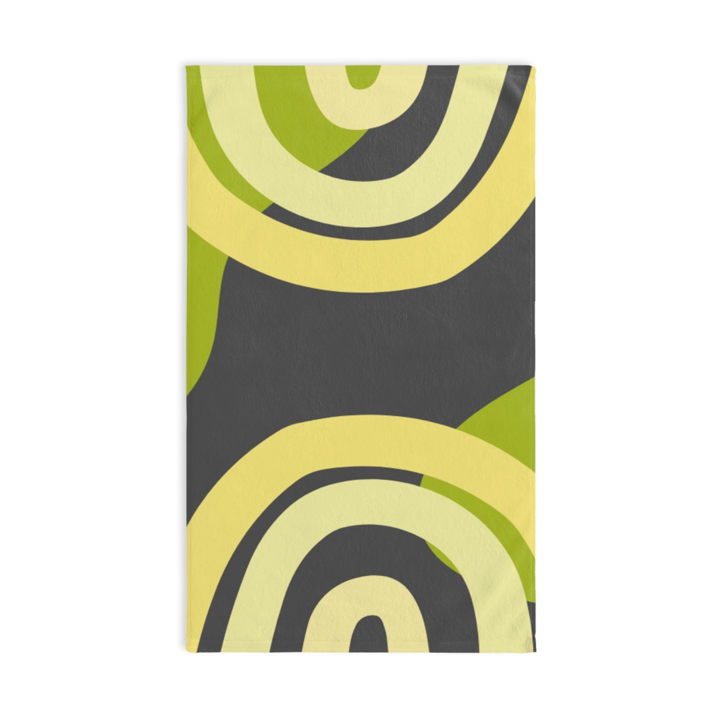 Abstract Green Circles Hand Towel — Modern Retro Kitchen & Bath Accent