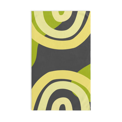 Abstract Green Circles Hand Towel — Modern Retro Kitchen & Bath Accent