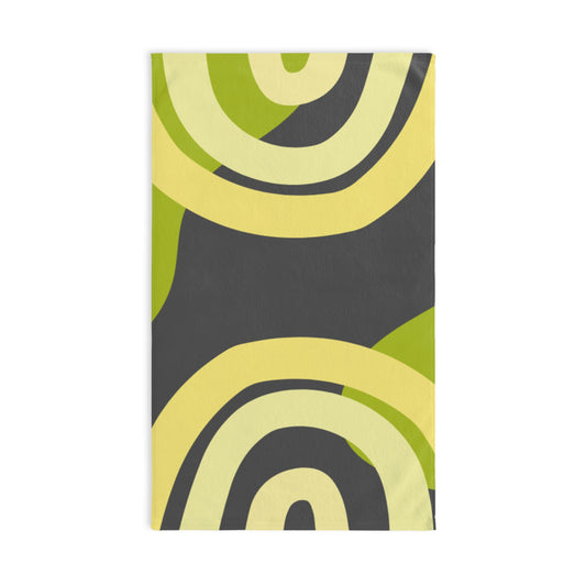 Abstract Green Circles Hand Towel — Modern Retro Kitchen & Bath Accent