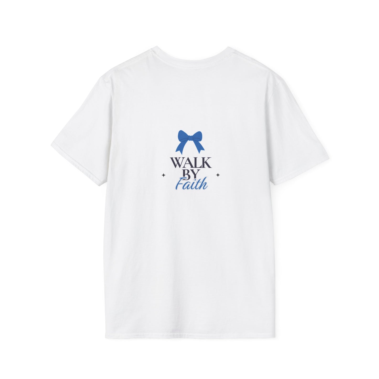 Walk By Faith T-Shirt — Inspirational Blue Bow Christian Tee