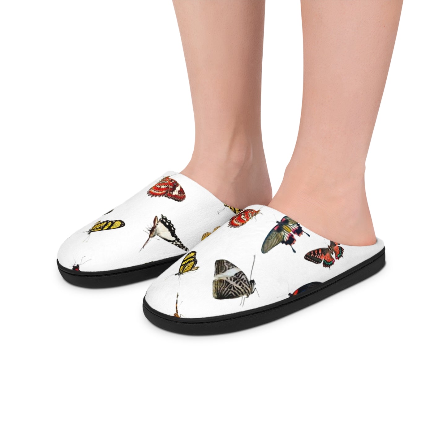 Butterfly Pattern Women's Indoor Slippers — Cozy Floral-Moth House Shoes
