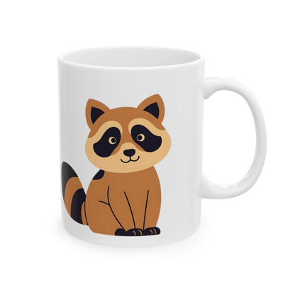 Brown Raccoon Ceramic Mug – Cute Cartoon Raccoon Coffee Cup (11oz, 15oz)