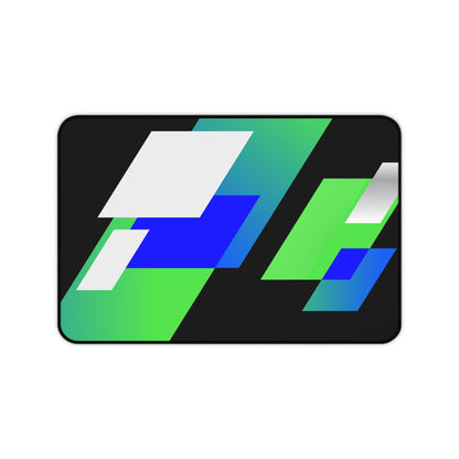 Geometric Neon Desk Mat — Green & Blue Abstract Office Mouse Pad