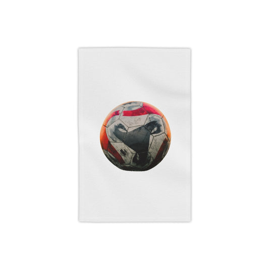 Soccer Ball Beach Towel — Vintage Red & Orange Football Design