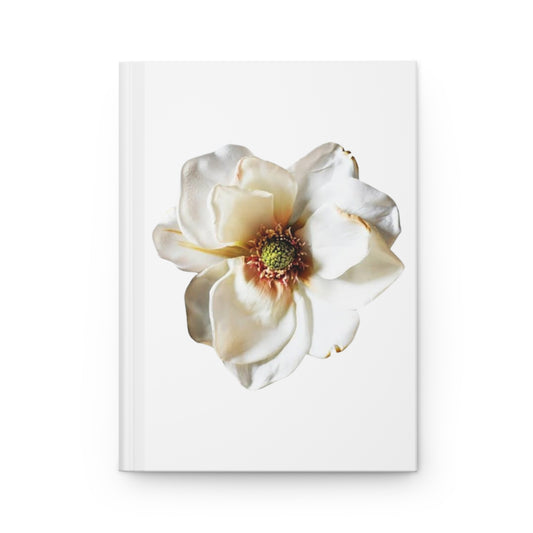 Floral Magnolia Hardcover Journal — Elegant White Flower Notebook for Writing & Gifts