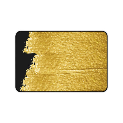 Gold Brush Stroke Desk Mat — Elegant Black & Metallic Mouse Pad for Office or Home