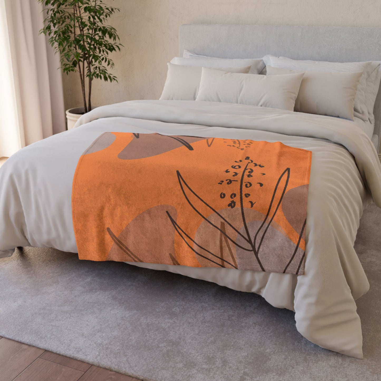Abstract Autumn Leaves Blanket — Orange Botanical Throw