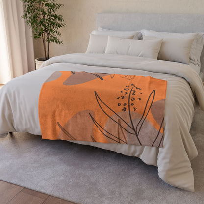 Abstract Autumn Leaves Blanket — Orange Botanical Throw