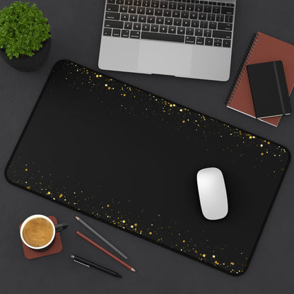 Black & Gold Glitter Desk Mat — Elegant Sparkle Mousepad for Office & Home