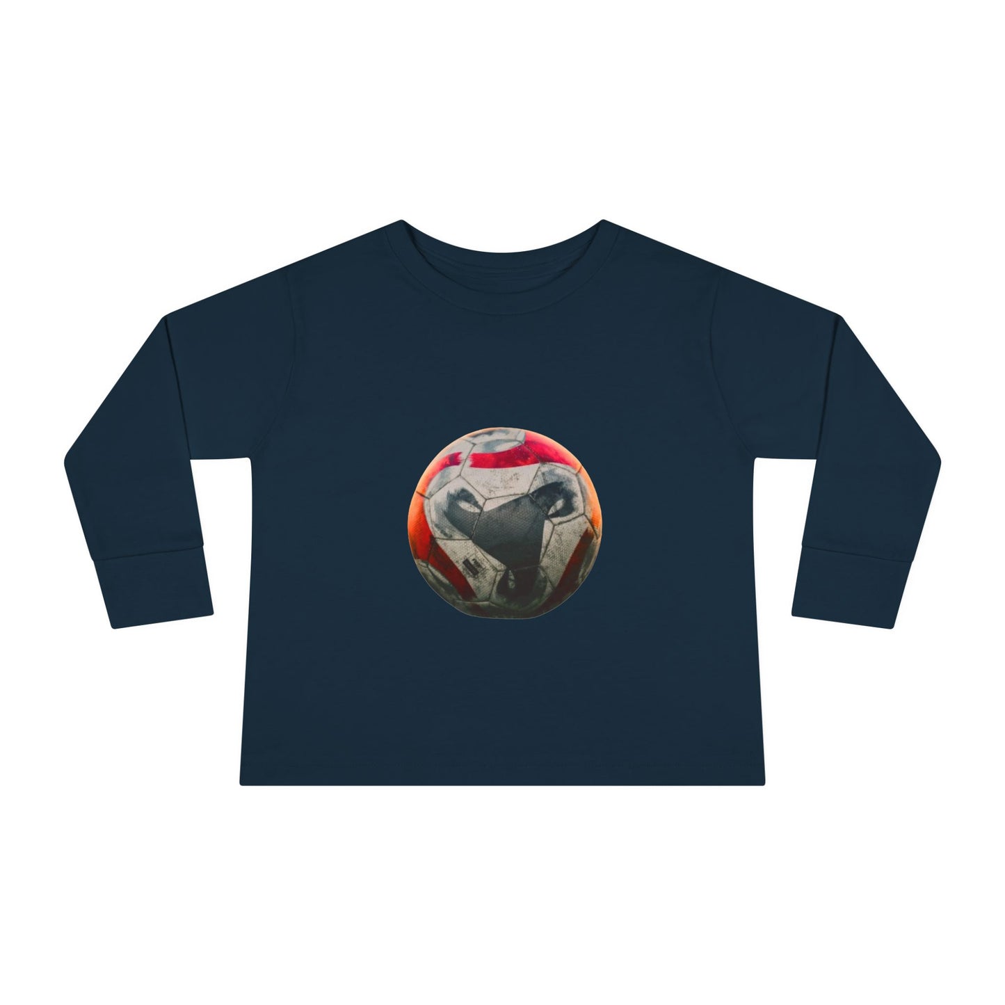 Toddler Long Sleeve Tee — Colorful Soccer Ball Graphic Kids Shirt