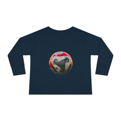 Toddler Long Sleeve Tee — Colorful Soccer Ball Graphic Kids Shirt